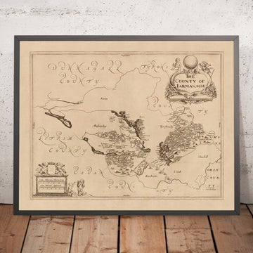 Mapa antiguo del condado de Fermanagh por Petty, 1685: Enniskillen, Castle Coole, Crom Estate, Florence Court, Lough Erne