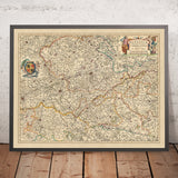 Alte Karte des Kreises Hainaut & Erzbistums Cambrai von Visscher, 1690: Charleroi, Mons, Cambrai, Parc l'Avesnois, Scarpe-Escaut Park 