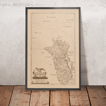 Alte Karte des County Roscommon von Petty, 1685: Athlone, Boyle, Strokestown, Ballinlough, Tulsk 