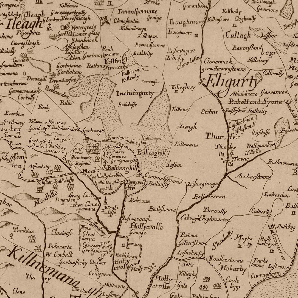 Old Map Of County Tipperary By Petty 1685 Cashel Clonmel Fethard old-map-of-county-tipperary-by-petty-1685-cashel-clonmel-fethard