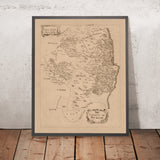 Alte Karte des County Wicklow von Petty, 1685: Wicklow Mountains, Glendalough, Arklow, Bray, Blessington 