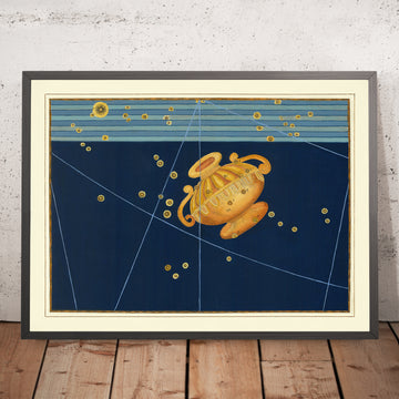 Ancienne carte des étoiles du cratère par Johann Bayer, 1603 - Carte des constellations célestes 