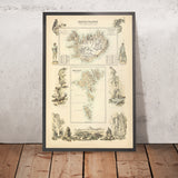 Antigua mapa de Islandia y las Islas Feroe por Fullarton, 1872: Reikiavik, Torshavn, ilustraciones, posesiones danesas 
