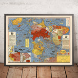 Alte Flache Erde Karte "Die Welt heute" von Stanley Turner, 1948: Azimutale Nordpol Flache Erde Karte 