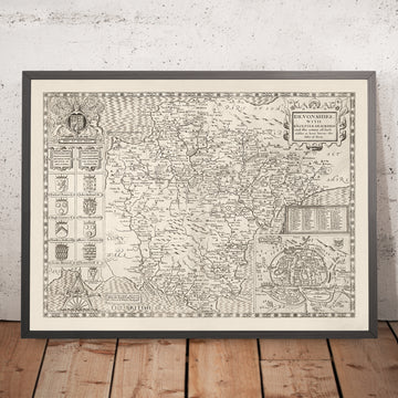 Old Map of Devon, 1611 by John Speed - Plymouth, Exeter, Torquay, Paignton, Exmouth, Barnstaple