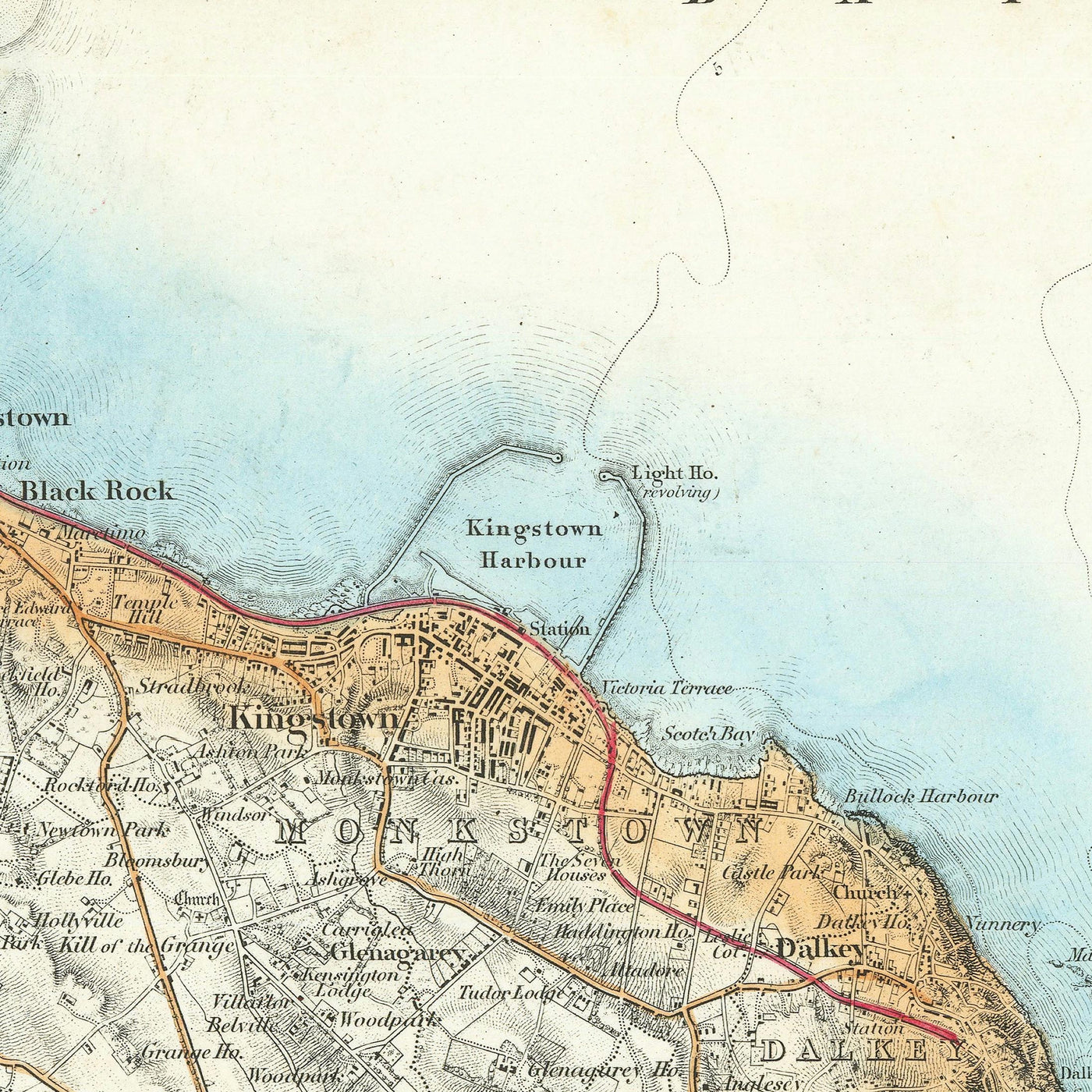 Alte Karte von Dublin, 1868: Phoenix Park, Drumcondra, Burgen, Flüsse, Meath