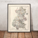 Old Map of County Dublin by Samuel Lewis, 1844: Balbriggan, Swords, Malahide, Skerries, Liffey
