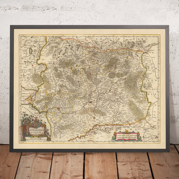 Ancienne carte du duché de Lorraine, France par Visscher, 1690 : Nancy, Metz, Sarrebruck, Kaiserslauten, Parc des Vosges du Nord