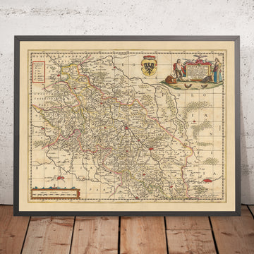 Mapa antiguo del Ducado de Silesia por Visscher, 1690: Wroclaw, Praga, Cracovia, Poznań, Dresde