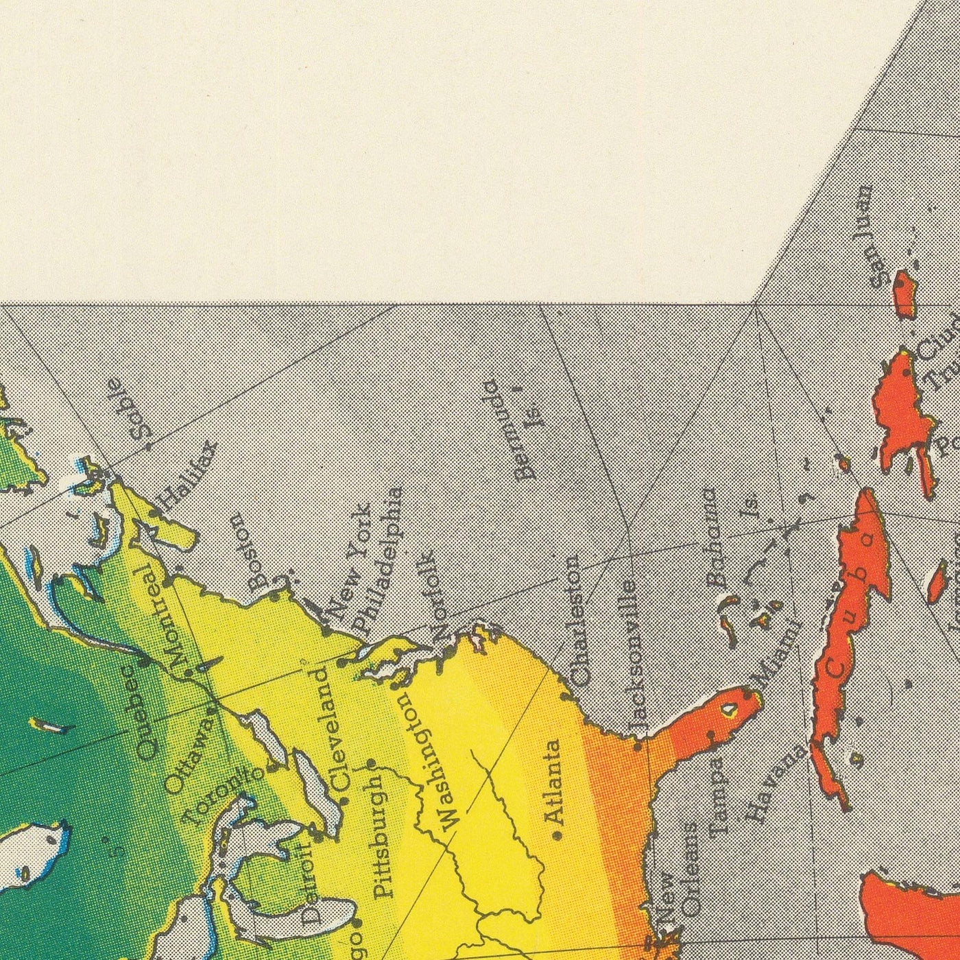 Ancienne carte du monde Airocean Dymaxion par Buckminster Fuller, 1954 : Projection icosaédrique, Une Terre Île 