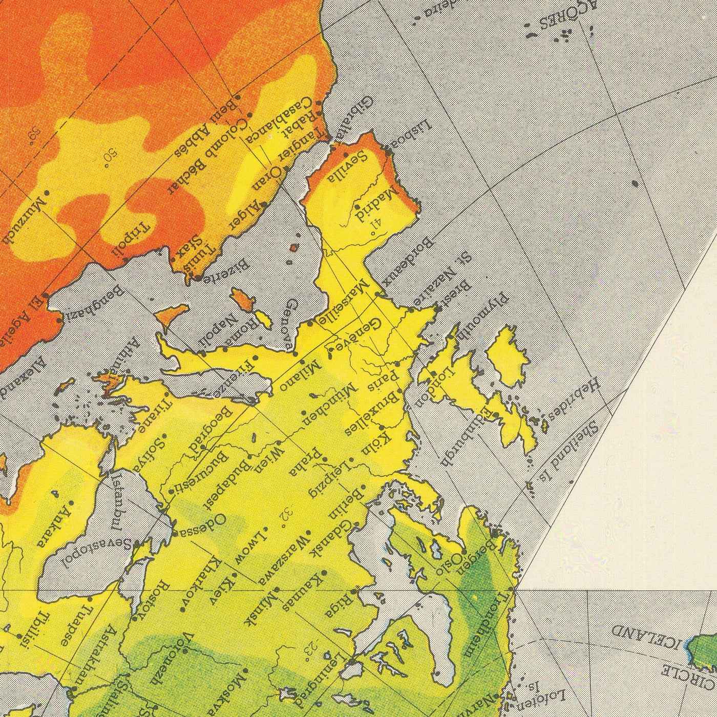 Ancienne carte du monde Airocean Dymaxion par Buckminster Fuller, 1954 : Projection icosaédrique, Une Terre Île 