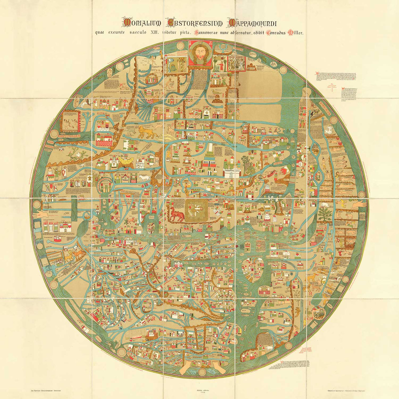 Old Ebstorf Mappa Mundi - Ancient 13th Century World Atlas - Gibraltar ...