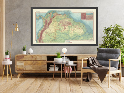 Old Map of South America, 1967: Amazon River, Ecuador, Colombia, Venezuela, Guiana