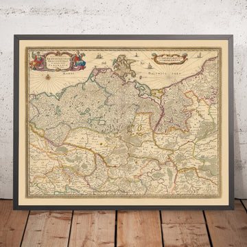 Old Map of Electorate of Brandenburg by Visscher, 1690: Berlin, Stralsund, Rostock, Szczecin, Magdeburg
