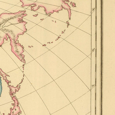 Mapa antiguo del Imperio mongol de Malte-Brun, 1837: Karakorum, Ruta de la Seda, Persia, India, China