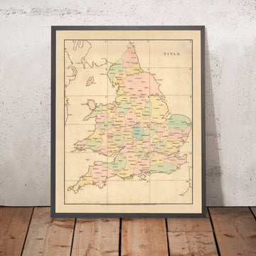 Old Simple County Map of England & Wales by Arrowsmith, 1818: Colour Coded Counties and County Towns