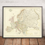 Mappa Antica d'Europa di Arrowsmith, 1840: Paesaggio Politico della Metà del XIX Secolo 