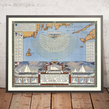 Mappa della Coppa America Antica di Clegg, 1934: Regata di yacht, Newport, Martha&