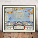 Carte de l'America's Cup ancienne par Clegg, 1934 : Course de yachts, Newport, Martha's Vineyard, Endeavour contre Rainbow 