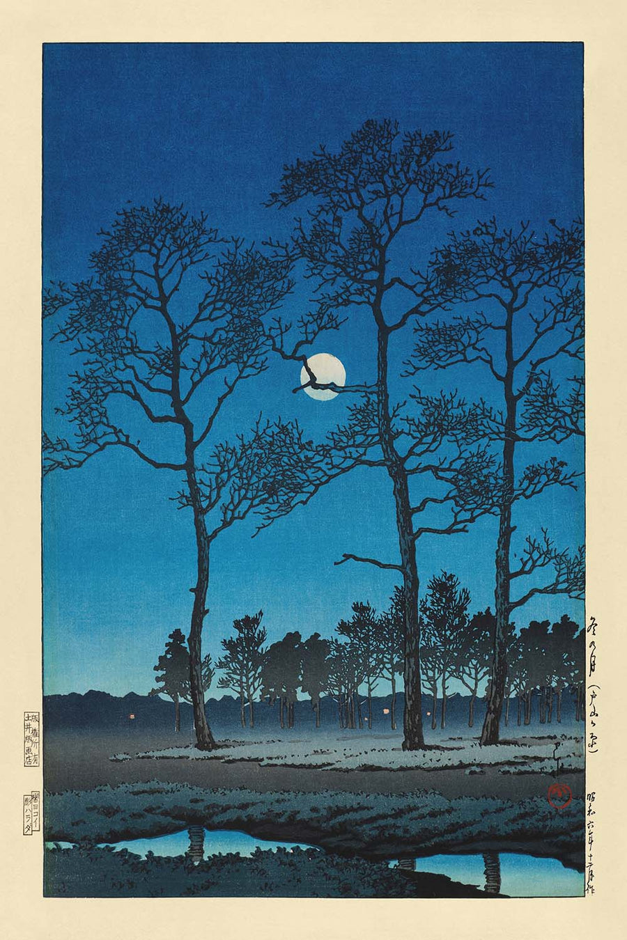 Wintermond über der Toyama-Ebene von Hasui Kawase 1935 