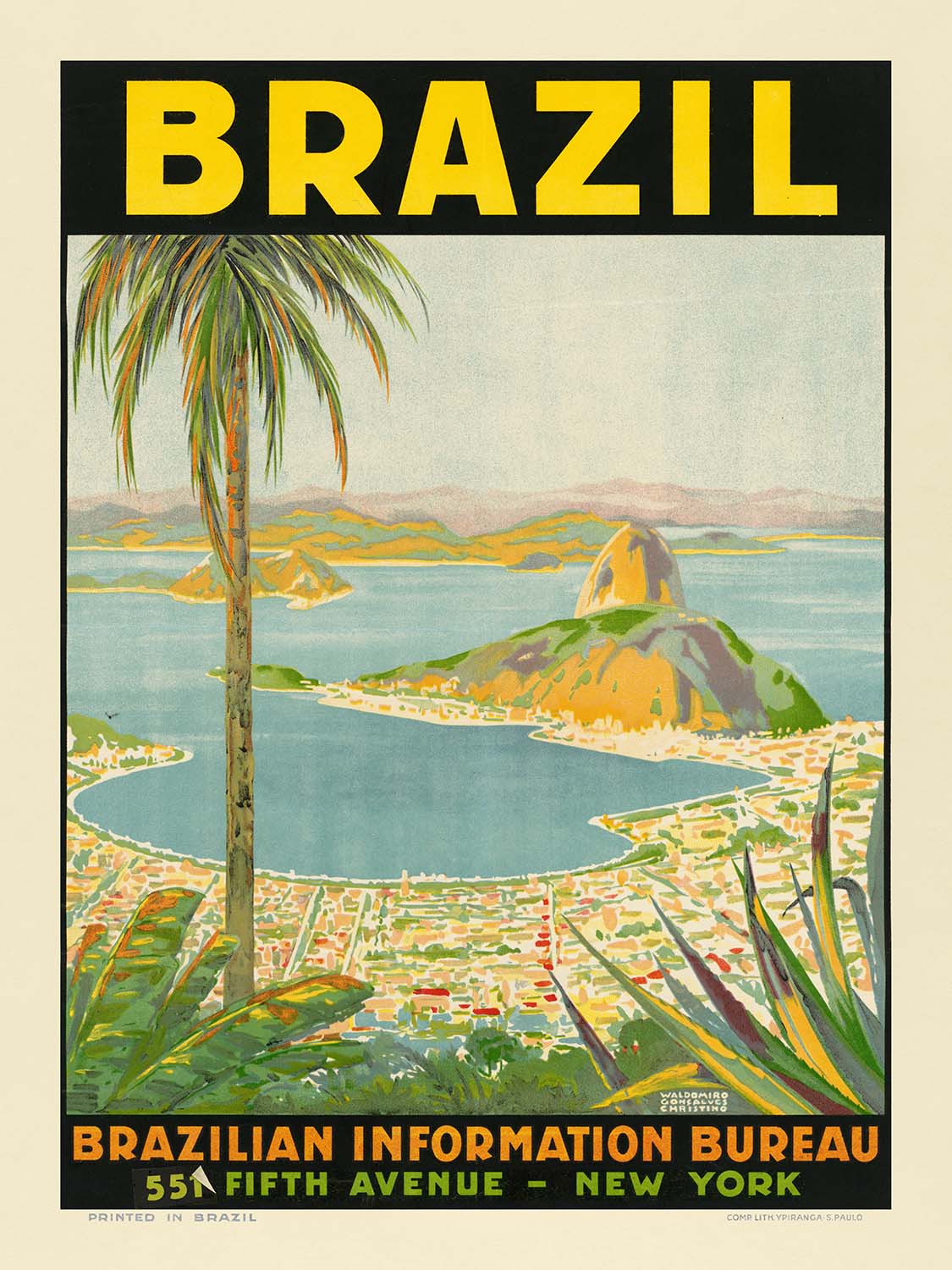 Brazil Travel Poster by Waldomiro Goncalves Christino