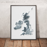 Mappa Topografica 3D del Rilievo delle Isole Britanniche (Regno Unito e Irlanda) 