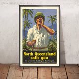 Nord-Queensland Reiseplakat: Winterurlaub in den Tropen von Percy Trompf, 1930 