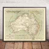 Old Ottoman Arabic Map of Australia by Eşref, 1893