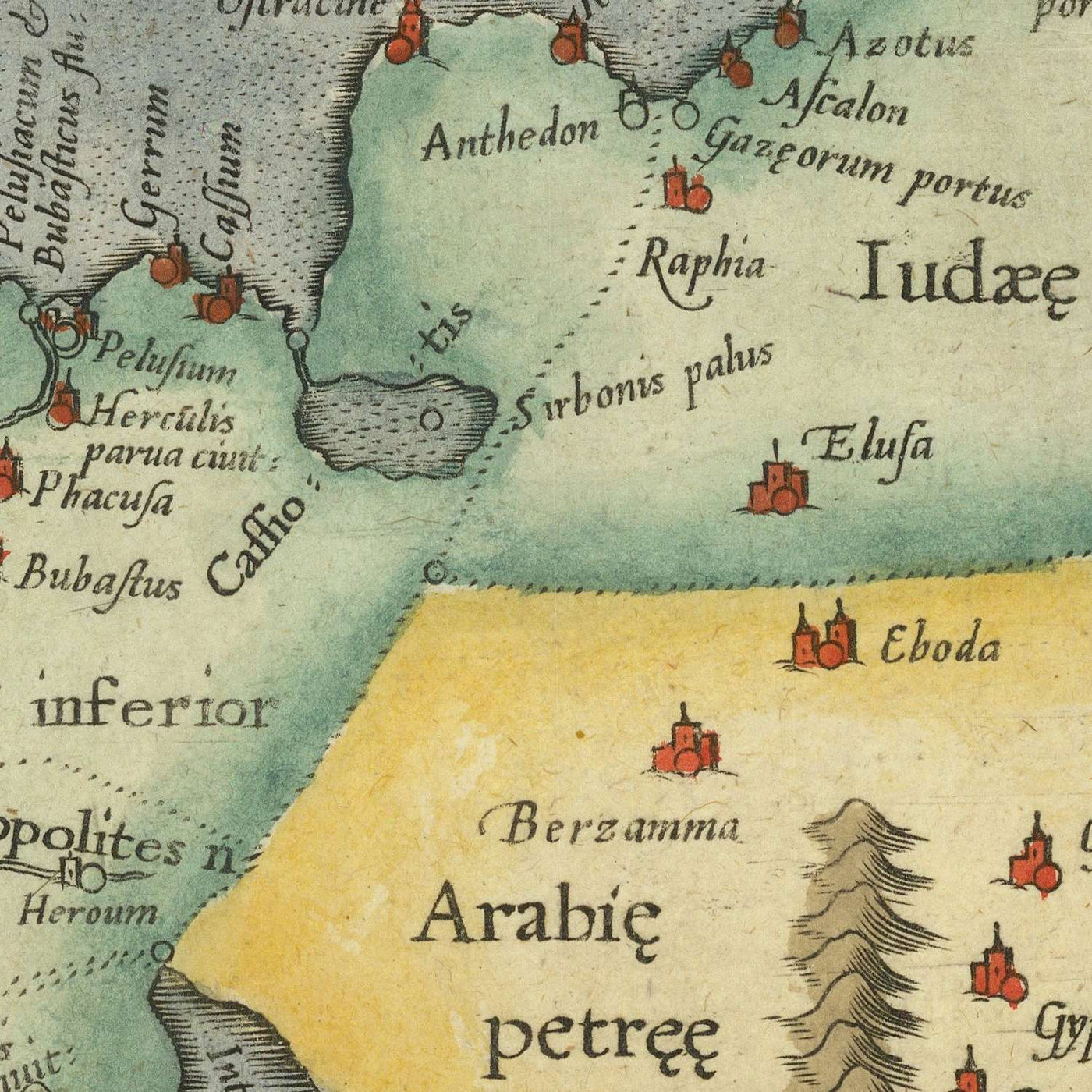 Old Ptolemaic Map of Libya and Egypt by Mercator, 1578: Nile, Red Sea, Alexandria, Mythical Creatures