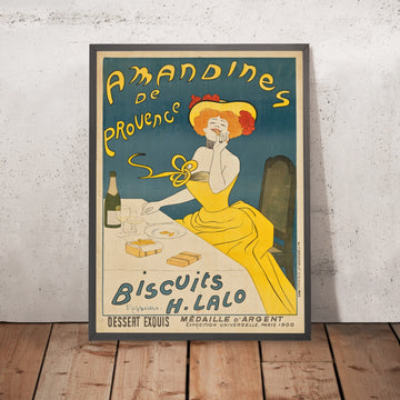 A framed image of Amandines de Provence Vintage Advertising Poster by Leonetto Cappiello, 1902
