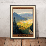 Grenoble Travel Poster: Services automobiles de la route des Alpes by Roger Broders, 1920s