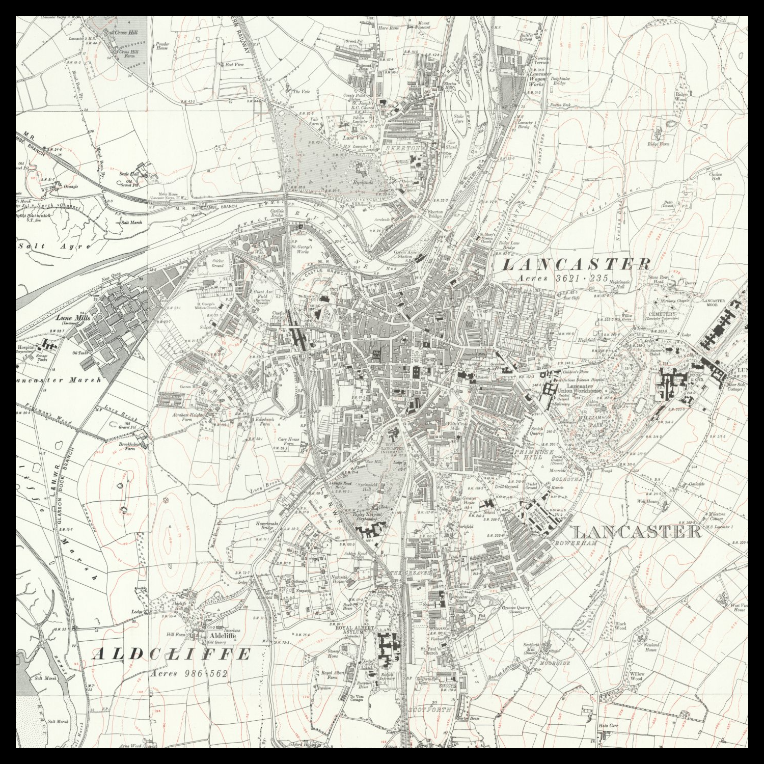 Personalised Old Map of Lancaster – The Unique Maps Co.