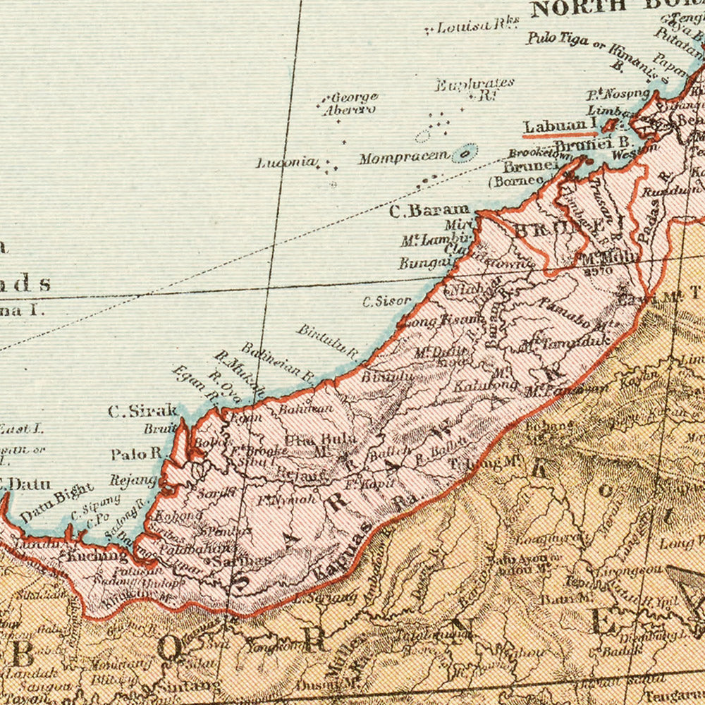 Alte Karte der Ostindien von Stanford, 1926: Indonesien, Malaysia, Philippinen, Eisenbahnen 