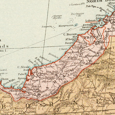Alte Karte der Ostindien von Stanford, 1926: Indonesien, Malaysia, Philippinen, Eisenbahnen 