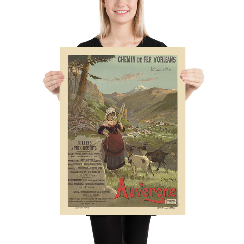 Vic-sur-Cère, Auvergne Travel Poster: Chemins de Fer d’Orléans – Billets à prix réduits by F. Hugo d’Alesi, 1896