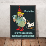 Löwenbrauerei Böhmisches Brauhaus Vintage Bock Beer Poster by Georg Räder, 1912