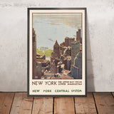 Póster de viaje de Nueva York: Upper Bay desde Lower Manhattan, de Leslie Ragan, 1920 