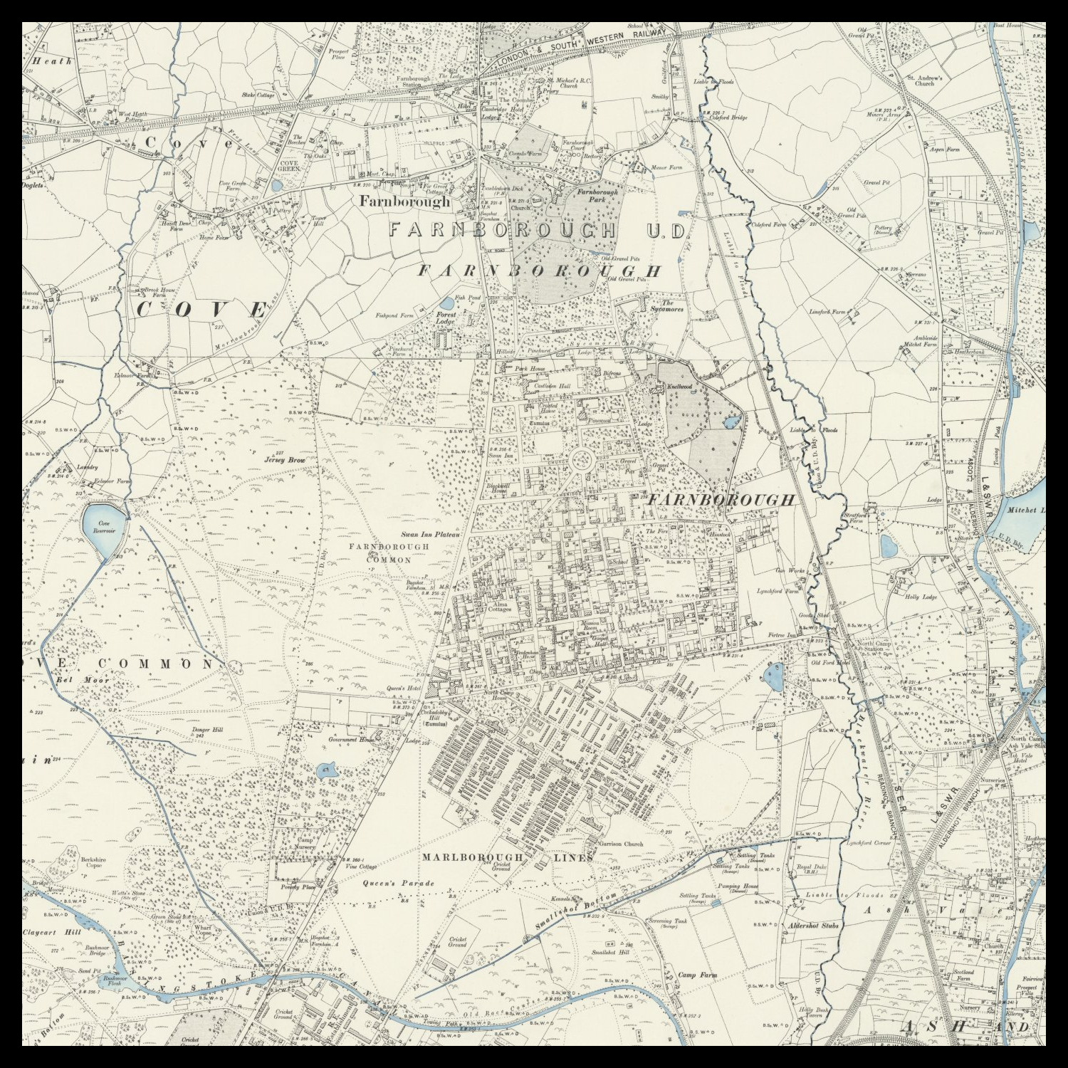 Personalised Old Map of Farnborough – The Unique Maps Co.