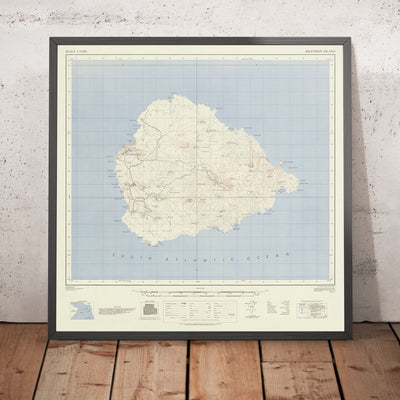 Old Map of Ascension Island, 1964: Green Mountain, Georgetown, Roads, Topography, Ordnance Style