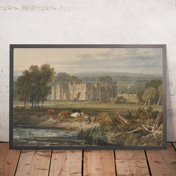 Una imagen enmarcada de Vista de Hampton Court, Herefordshire, desde el sureste, de Turner, 1806