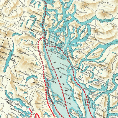 Old Map of British Columbia by Poole Brothers, 1911: Vancouver, Victoria, Railroads, Steamship Routes, Vancouver Island