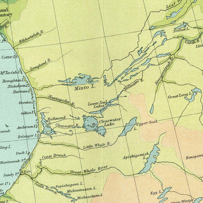 Old Map of Ontario & Quebec by Bartholomew, 1922: Quebec City, St. John’s, Hudson Bay, Torngat Mountains, Gulf of St. Lawrence