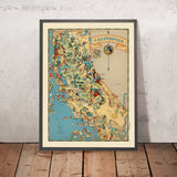 Bildkarte von Kalifornien von Ruth Taylor White, 1935: Los Angeles, San Francisco, Yosemite, Sierra Nevada, Hollywood 
