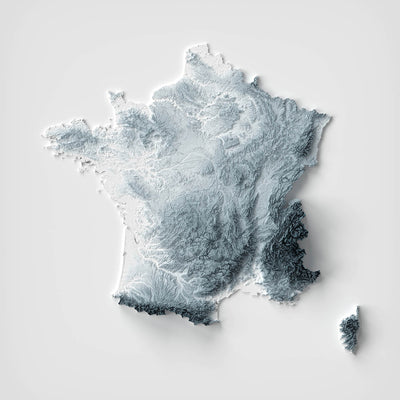 France Topographic 3D Relief Map