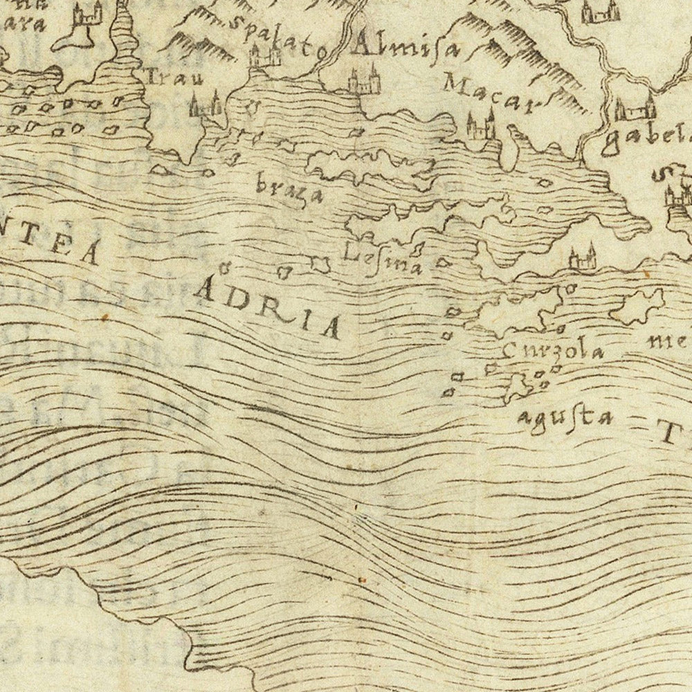 Rare Renaissance Map of Croatia & Adriatic by Gastaldi, 1548: Split, Dubrovnik, Zadar, Kotor, Dalmatian Islands