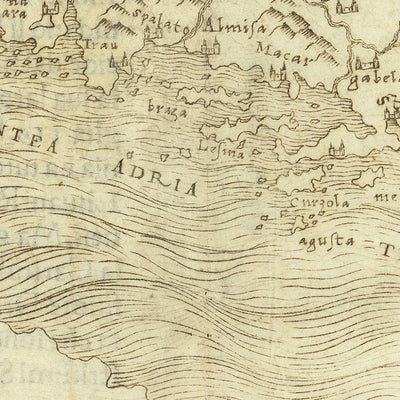 Rare Renaissance Map of Croatia & Adriatic by Gastaldi, 1548: Split, Dubrovnik, Zadar, Kotor, Dalmatian Islands