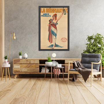 A framed image of La Régnante Vintage Aperitif Poster, 1920