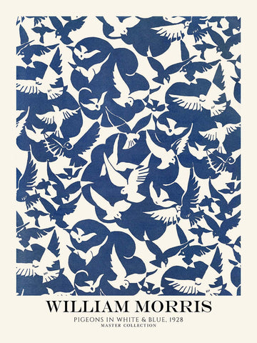 Pigeons in White & Blue by William Morris, 1928