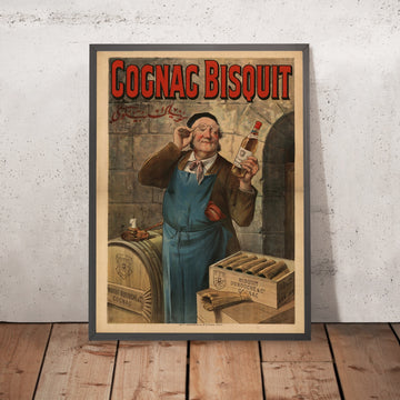 A framed image of Cognac Bisquit Vintage Cognac Poster, 1903