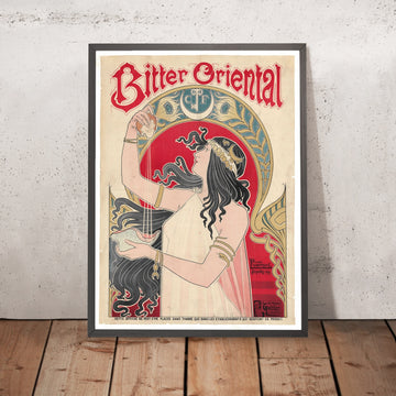 A framed image of Bitter Oriental Vintage Advertising Poster by Henri Privat-Livemont, 1897